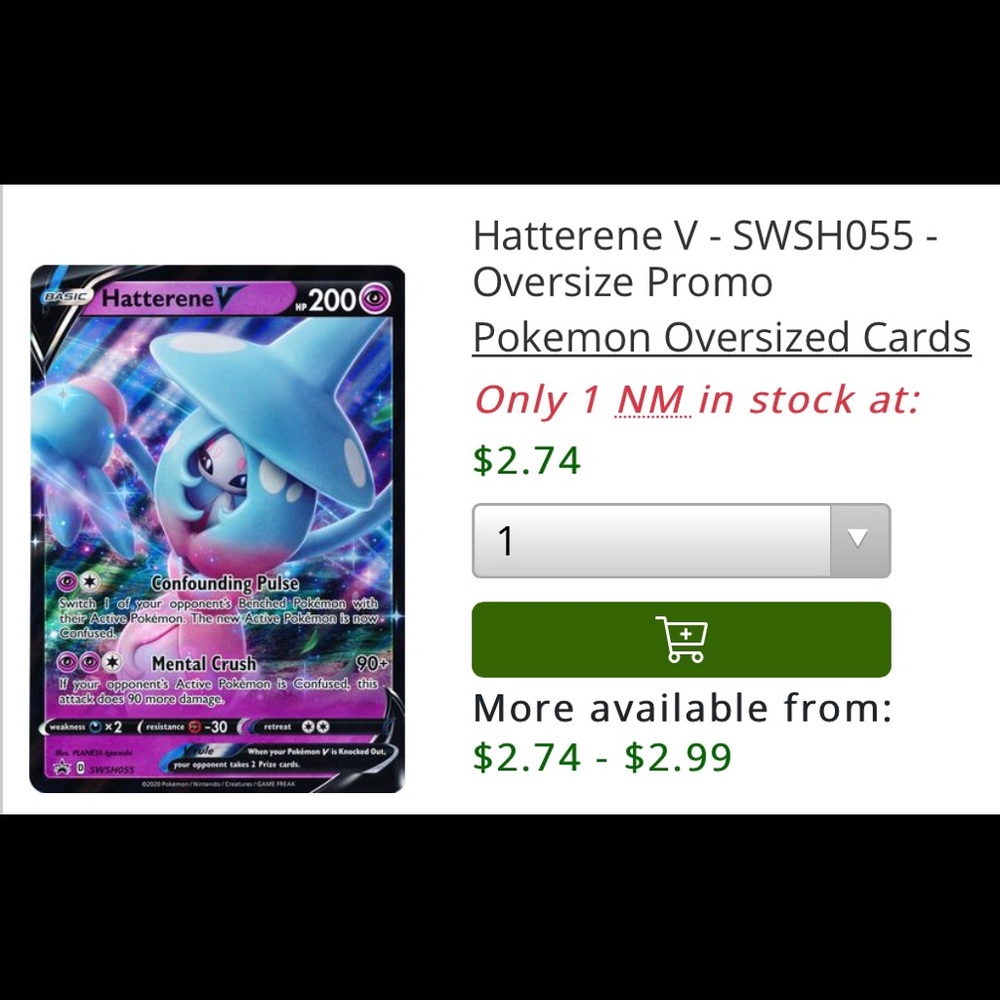Hatterene V promo card plus oversized promo